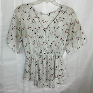 Sienna Sky Romantic White and Pink Floral Blouse